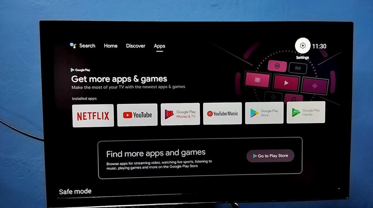    Безопасный режим позволяет вернуть телевизор в рабочее состояние