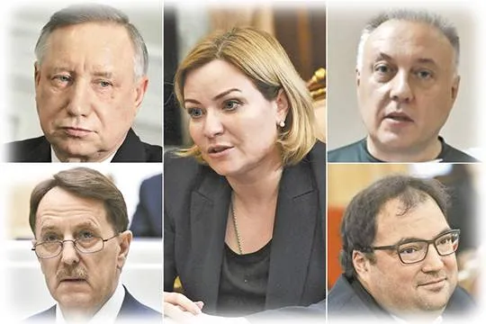 Любимова, Шадаев, Беглов, Гордеев и Егармин (Фото: kremlin.ru,Duma.gov.ru, commons. wikimedia.org-Council.gov.ru, Youtube.com/MUPI TV)