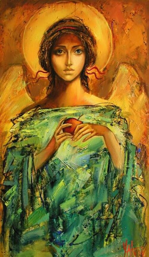 Художник Сергей Ятнов, "Ангел с яблоком" | https://worldartdalia.blogspot.com/2013/12/blog-post_8104.html