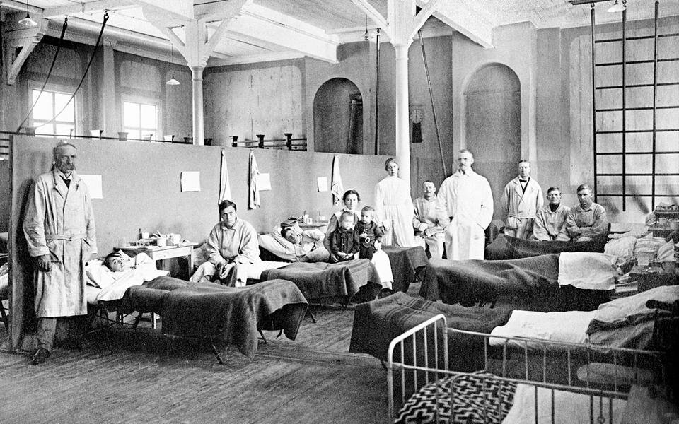 Временный госпиталь для больных «испанкой». Эстерсунд, Швеция, 1918 год.