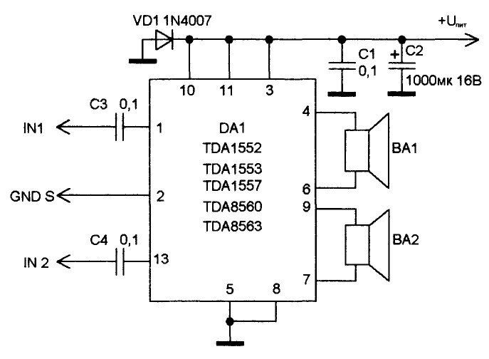 16.Стерео УНЧ 2*25 Вт(TDA 8560)