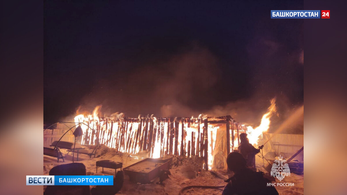    В Абзелиловском районе Башкирии сгорел сарай с домашним скотом