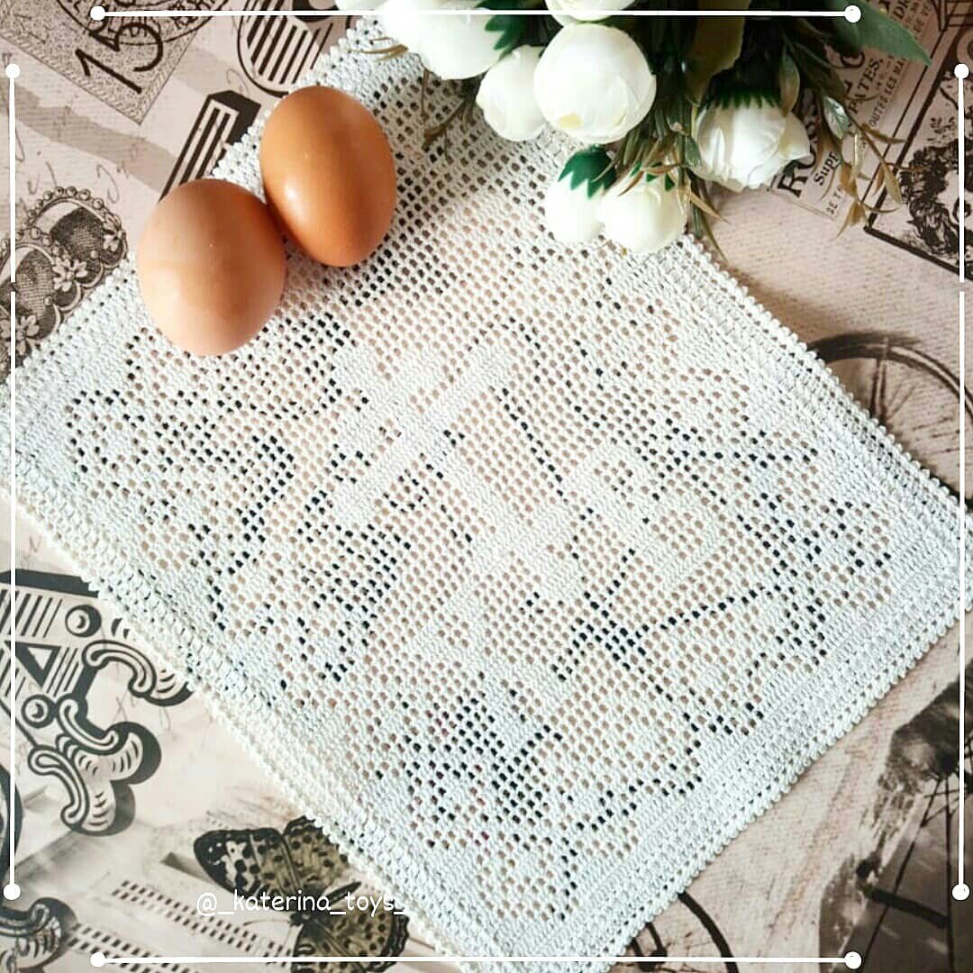 Вязаные крючком салфетки к Пасхе