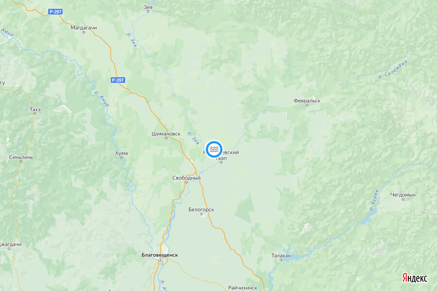 © yandex.ru/map-constructor (Ориентировочное место строительства Нижне-Зейской ГЭС)