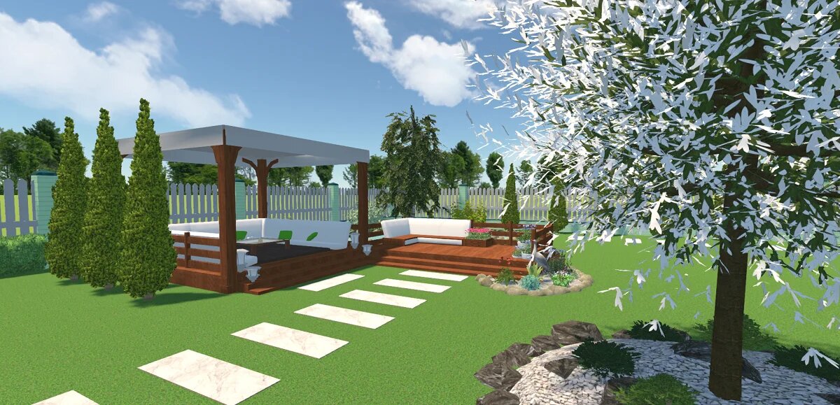 Проект сделан в программе Ландшафтный Дизайн 3D