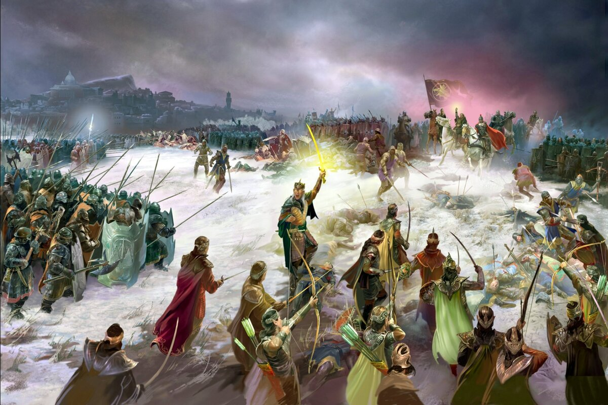 Мельинские легионы против гномов и Дану (арт В. Бондаря, kanobu.ru).