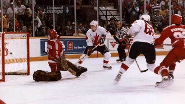 15 сентября 1987 года. Гамильтон. Канада — СССР — 6:5. Победный гол Марио Лемье (№66).