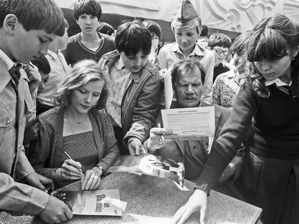 Михаил Пуговкин с Тамарой Акуловой на Московском кинофестивале, 1985 год