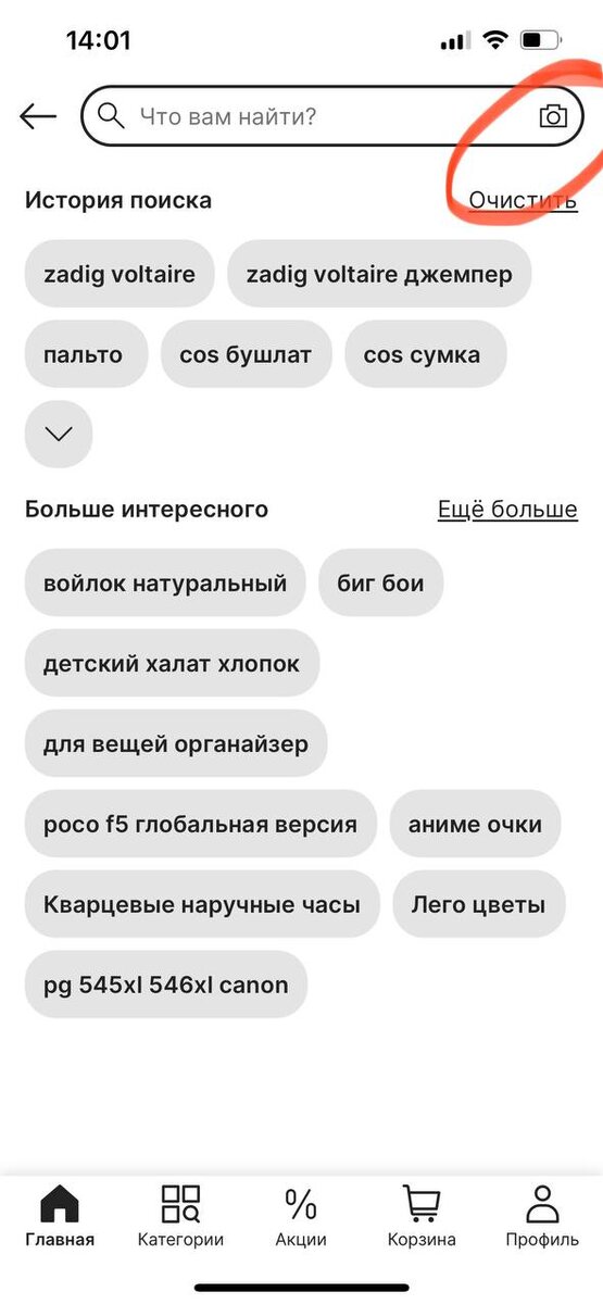 Скрин поисковой формы приложения AliExpress