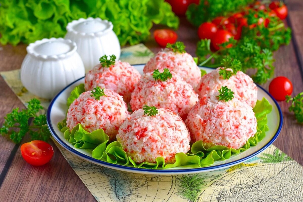 Закуска Рафаэлло с крабовыми палочками