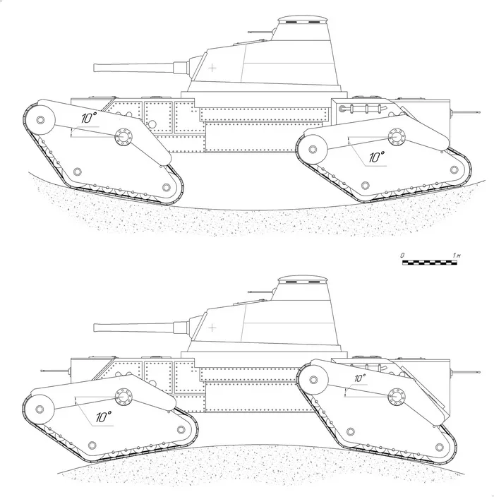 Танк сбоку, а заодно и принцип работы уникальной подвески