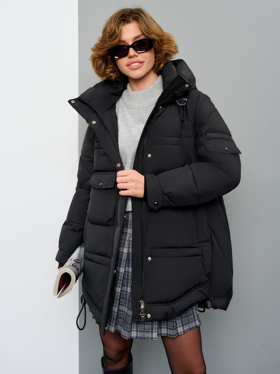 Куртка весенняя оверсайз пуховик с капюшоном Bless You Today