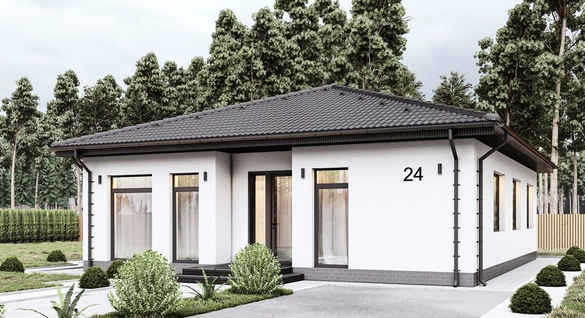 Изящный одноэтажный дом. Фасад.