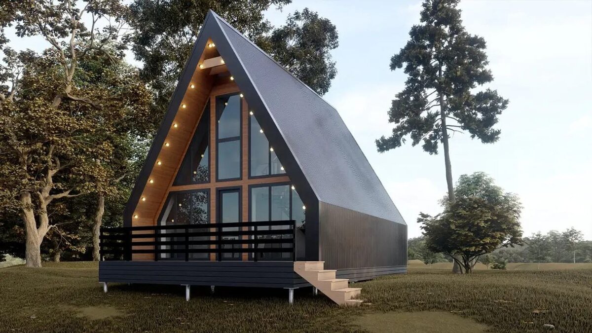 Вот такие А-фрейм дома с аттиковыми стенами нам нравятся