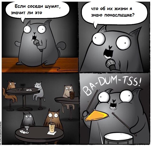 Авторская вариация мема Стэндап-кот