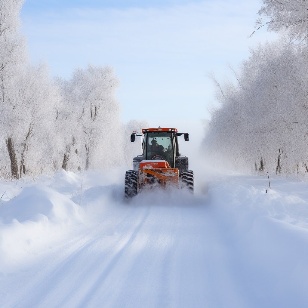 Уборка снега на загородных сельских дорогах может быть сложной из-за нескольких факторов: Обширная территория: Загородные сельские дороги могут быть длинными и протяженными, что увеличивает трудности
