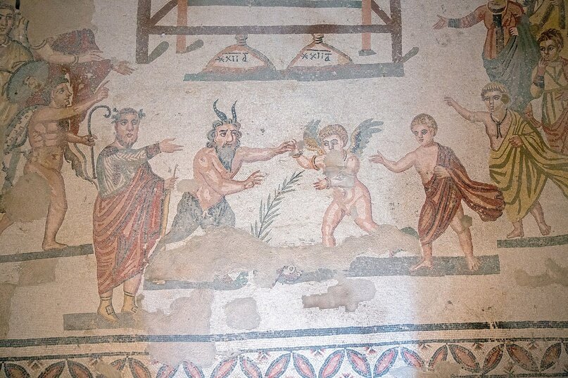 Схватка Эрота и Пана.