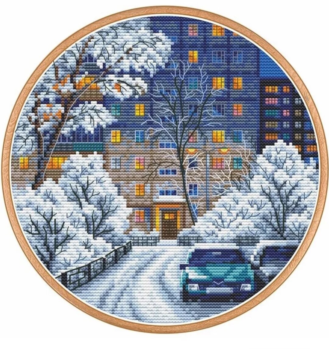 Зимний сюжет "Вечерний город" 4141