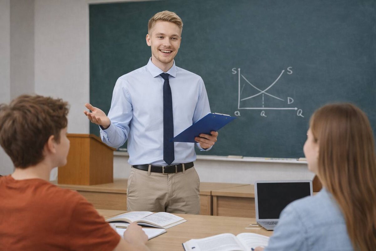 Раскройте тайны экономики с учителем экономики. Узнайте, как стать экспертом в мире финансов и делиться знаниями с учениками. 📈