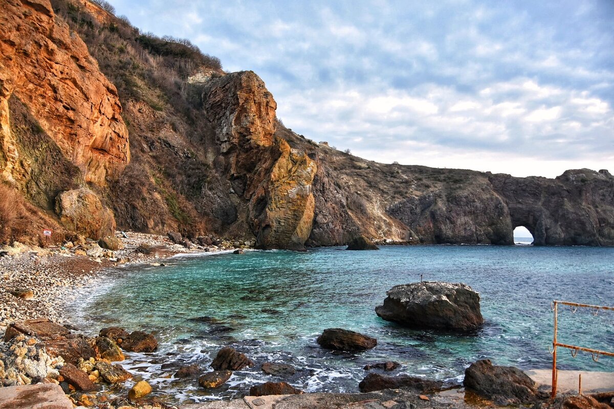 Пляж Каравелла у подножия мыса Лермонтова. Фиолент в январе