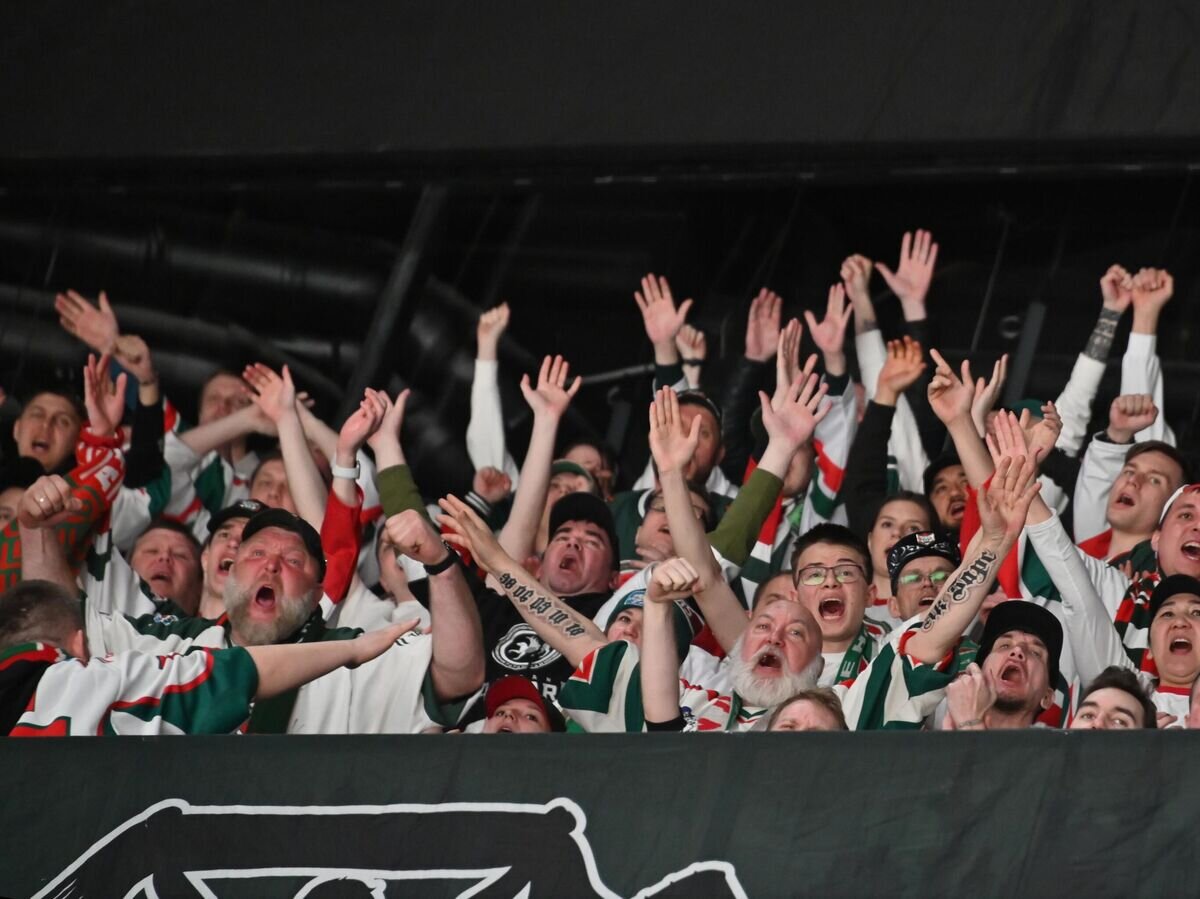    Болельщики во время матча КХЛ© РИА Новости / Алексей Мальгавко