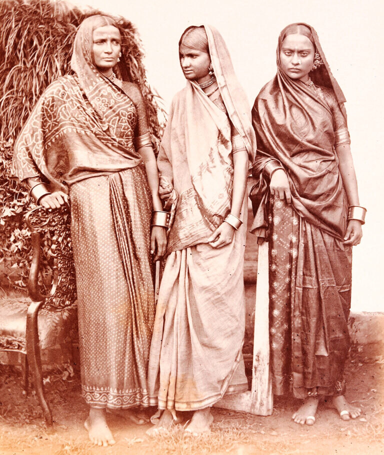 Women wearing bandhani saris, ca. 1855–1862, from William Johnson’s Photographs of Western India.
DeGolyer Library, Southern Methodist University