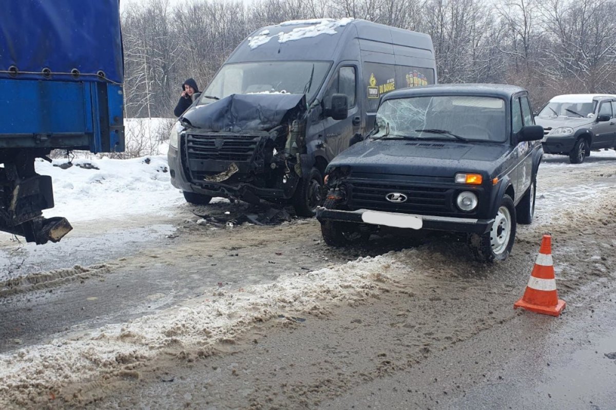    В Липецкой области два человека пострадали в массовой аварии с грузовиком