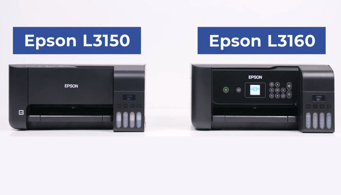 Фото 1. Принтеры Epson L3150 без дисплея и принтер Epson L3160 c дисплеем