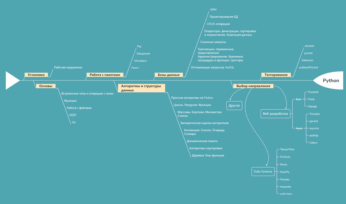Дорожная карта обучения языку Python
