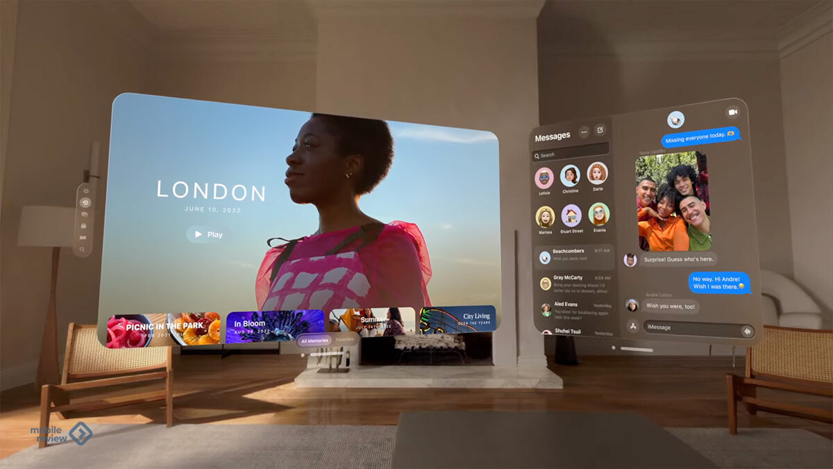 Пример интерфейса в Apple Vision Pro