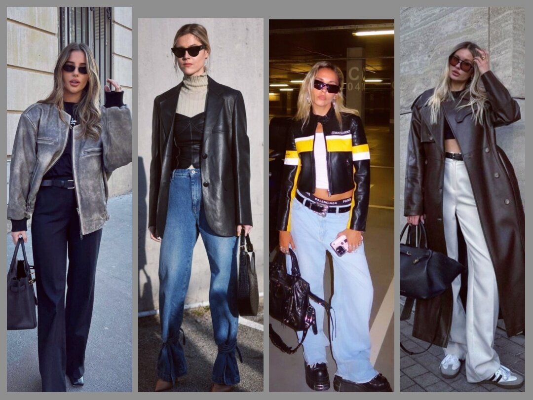 pinterest.com                               Ультрамодные варианты кожаных курток весна-2024.