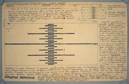 Чертежи к серии работ «Рождение вертикали», 1962–1965. Фото опубликовано на стр. 16, 27 в книге «Франциско Инфанте. Артефакты. Ретроспектива». М.: Государственный Центр современного искусства, 2004