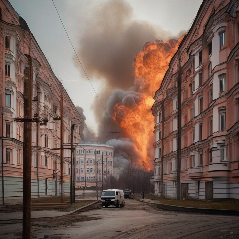 Московские дворы полыхают в огне, картина пикселями.... 