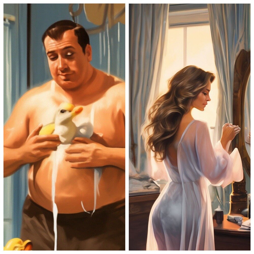 Мужчина и женщина ухаживают за собой по разному.