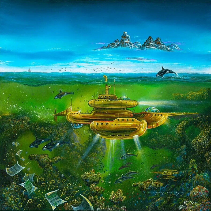 © Роберт Лин Нельсон (Robert Lyn Nelson). Желтая подводная лодка (Yellow Submarine). Из серии «Посвящение Битлз». 24x24дюйма. 2012