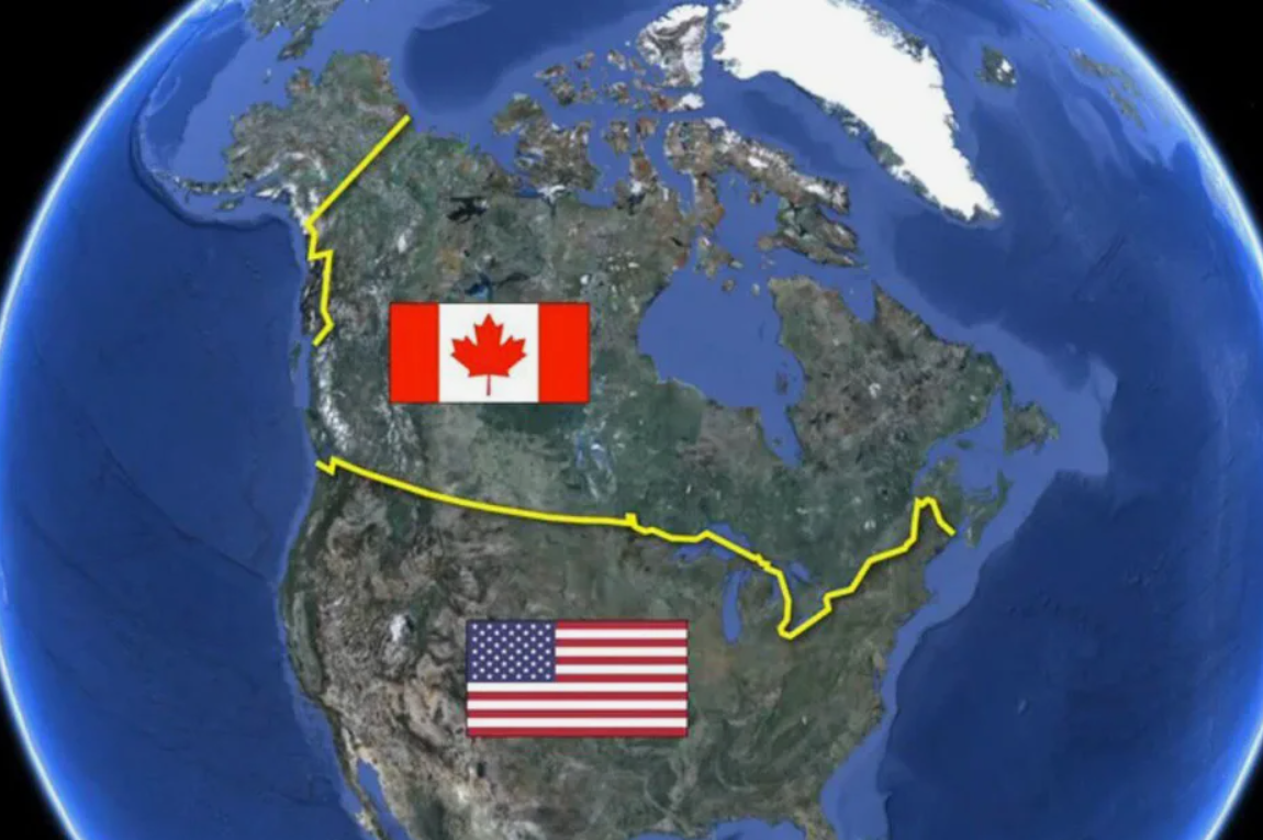 Государственная граница канады. Граница между Америкой и Канадой. Граница между Америкой и Канадой на карте. Граница Америки и Канады.