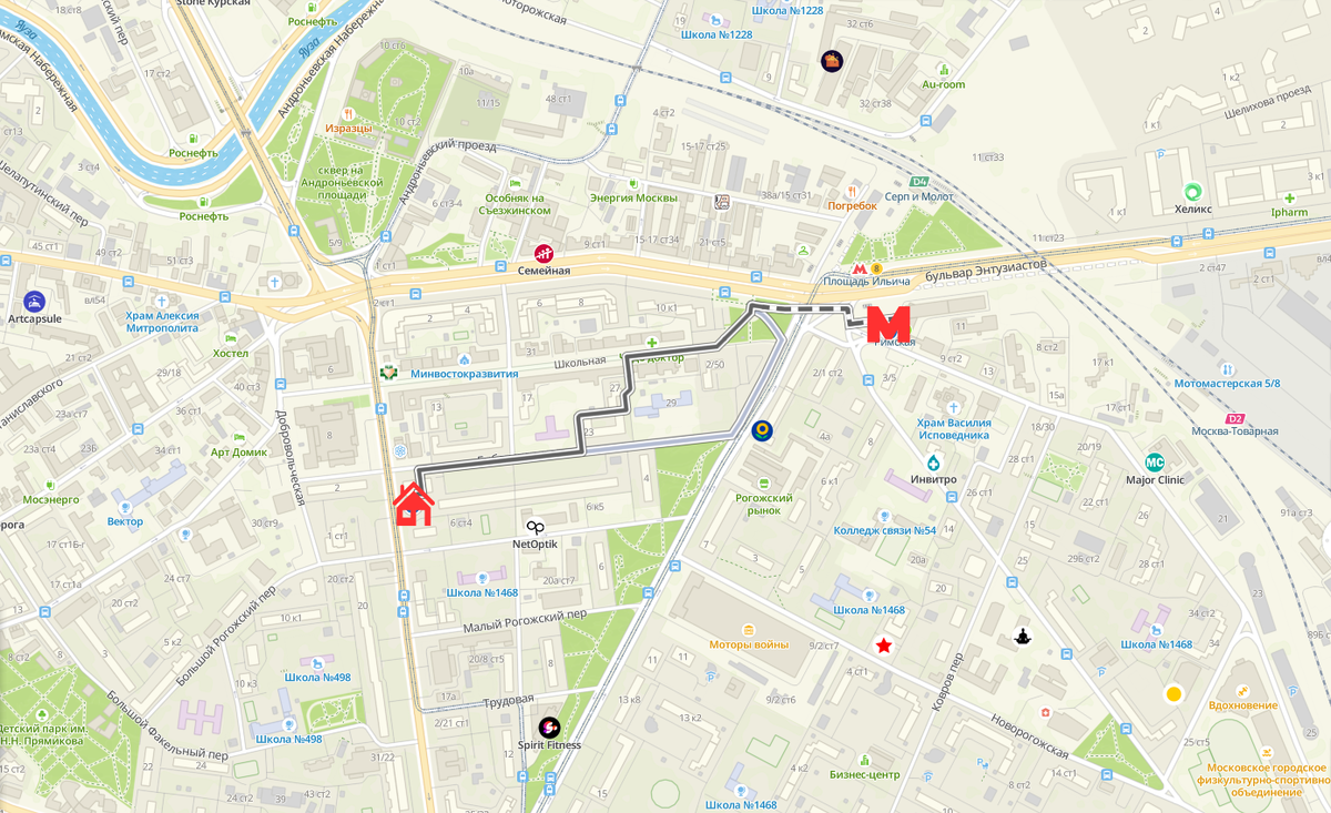 Ближайшая станция метро на карте рядом с ЖК «Мостман»