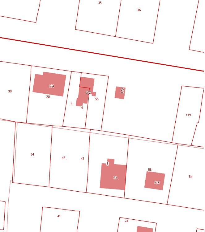 На публичной кадастровой карте отображаются дома, границы о которых внесены в ЕГРН, красным цветом.