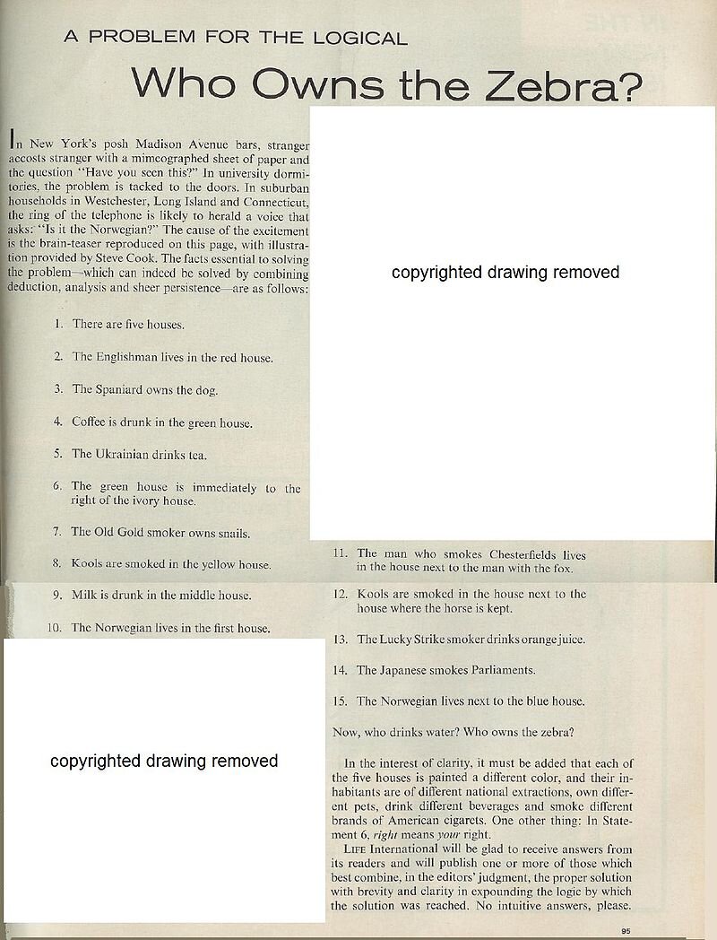 Страница журнала от 1962 г., с опубликованной задачей Эйнштейна .Общественное достояние, не охраняется авторским правом 