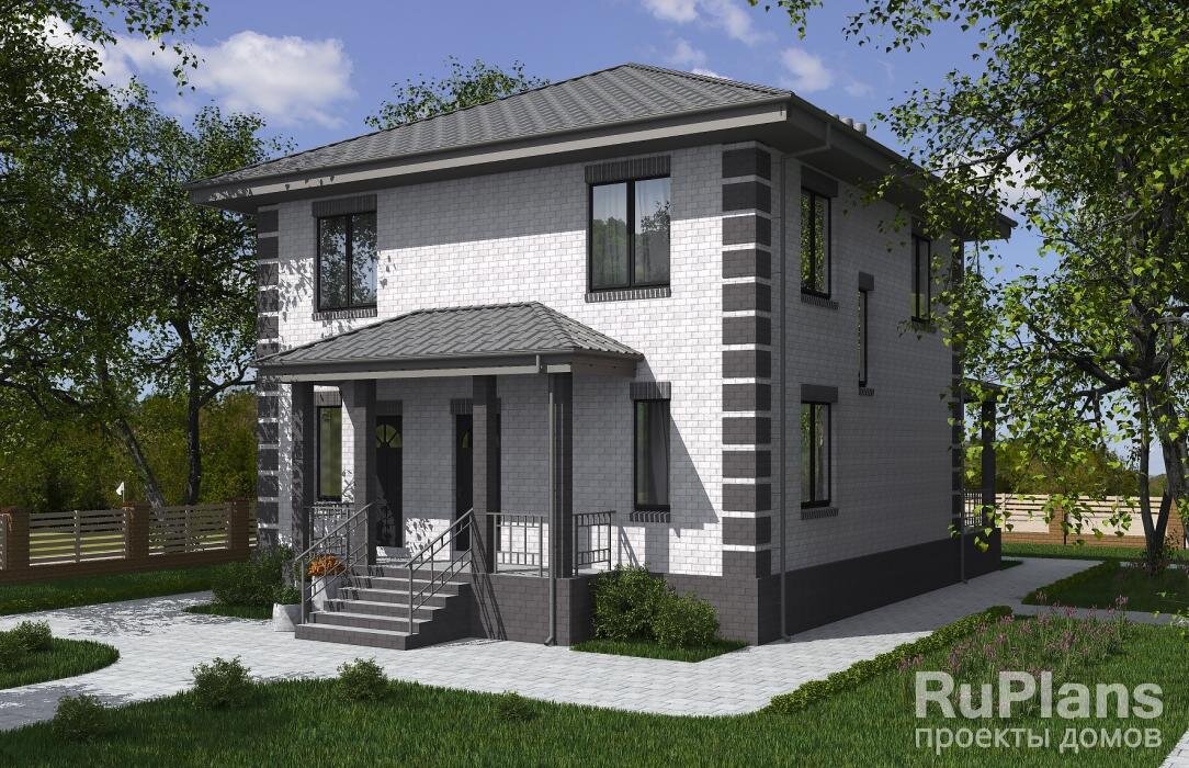 Общая площадь  146,8 кв.м Жилая площадь  92,2 кв.м
Размеры дома  9,9 x 17,7 м
Высота здания  10,2 м
Количество комнат  6
Количество спален  5
Отделка  облицовочный кирпич
Материал стен  пеноблок / газобетон
Фундамент  плита
Перекрытия  монолитные