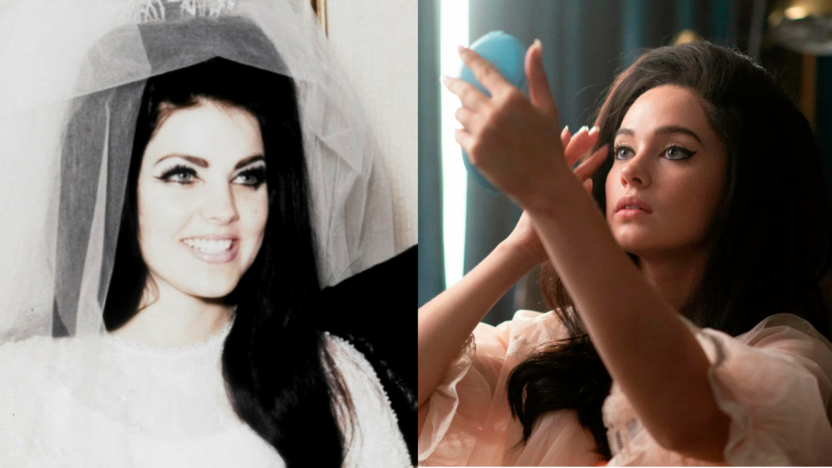 Присцилла Пресли (1967 г.) и актриса Кейли Спэни (2023 г.)