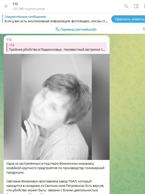    Одна из жертв преступления - Светлана. Она была в доме вместе с подругами. СКРИНШОТ/T.ME/ENEWS112/16576