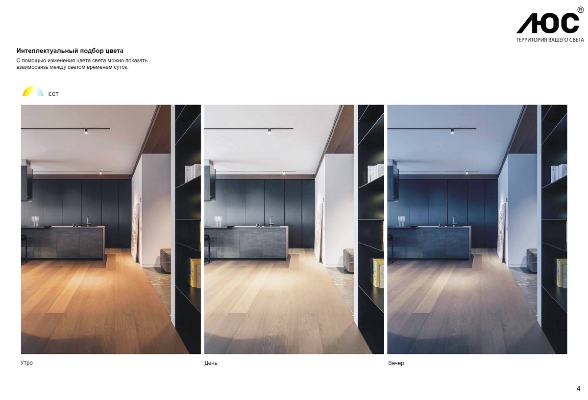 Пример использования интеллектуального подбора света 