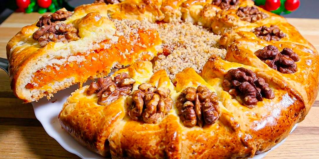 Восхитительный аромат на весь дом! Рецепт Пирога с Курагой и Грецкими орехами на быстром сметанном тесте. Просто и вкусно!