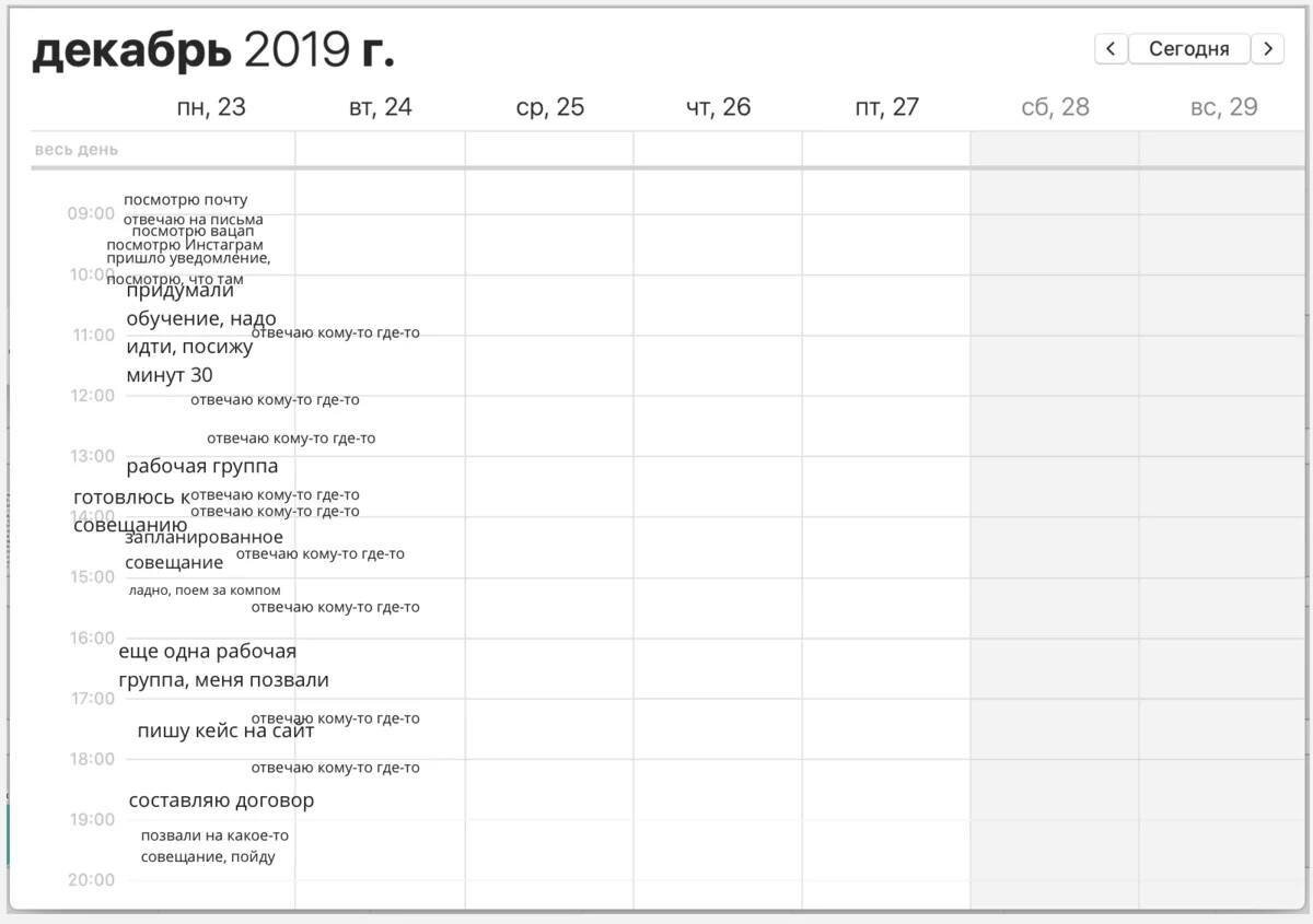 Это пример обычной ситуации в расписании людей