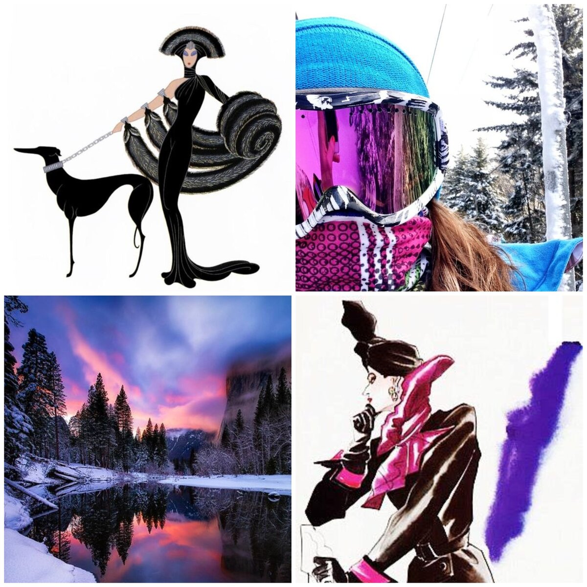 1. Bright Winter - Яркая зима. Иллюстрации взяты в открытых источниках в сети. Коллажи авторские.