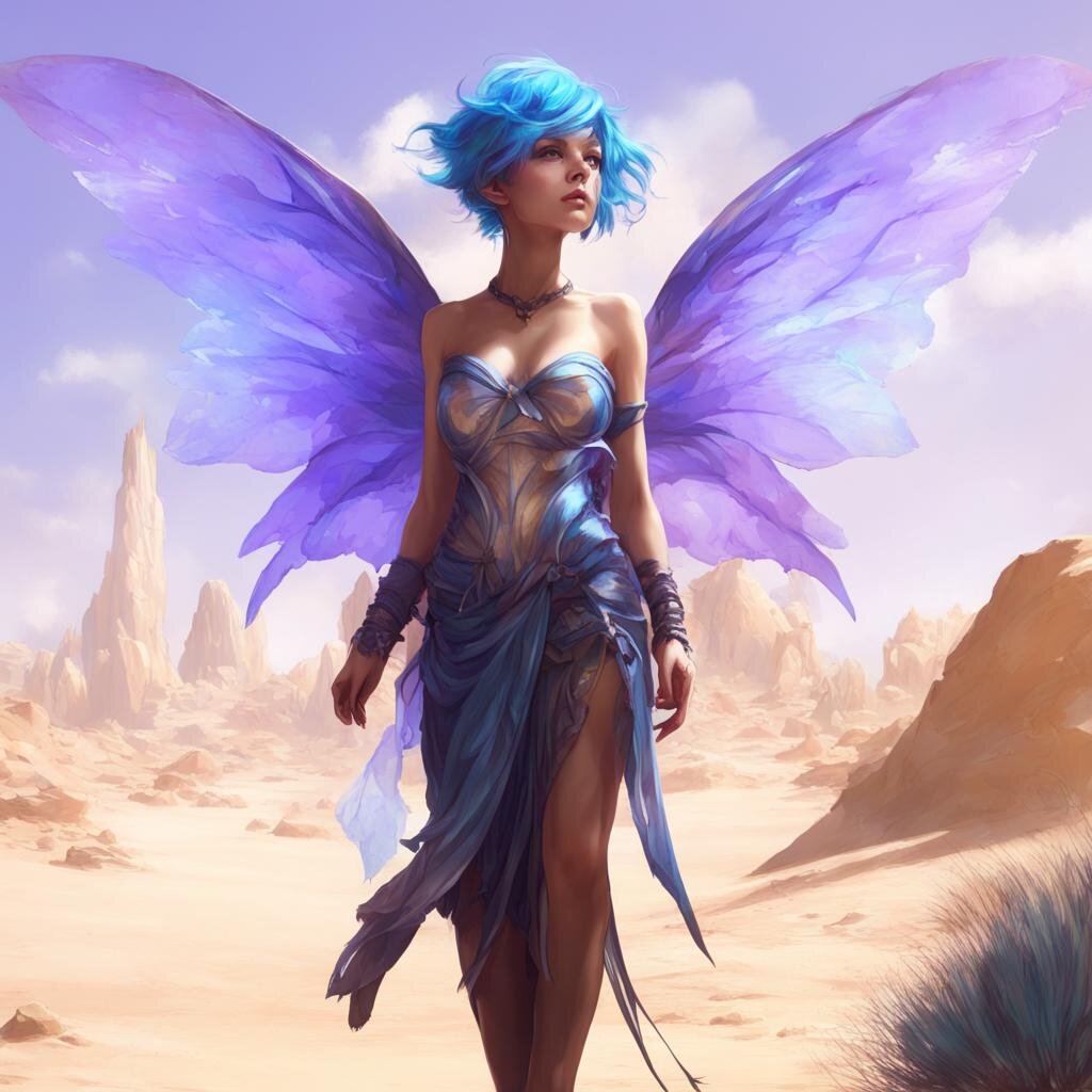 ИИ прекрасно справился с поставленной задачей нарисовать фею на фоне пустыни, что еще надо хозяйке канала для счастья?