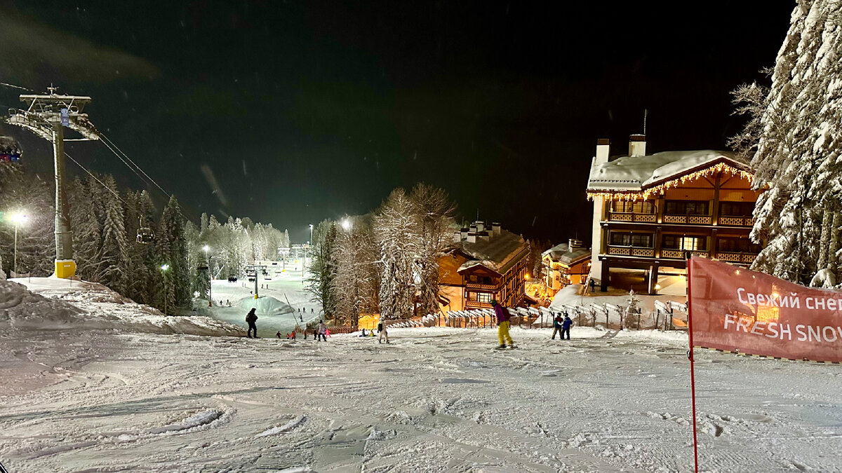Вечернее катание на Газпроме (Лаура) отм. 1440 после заката в Сочи