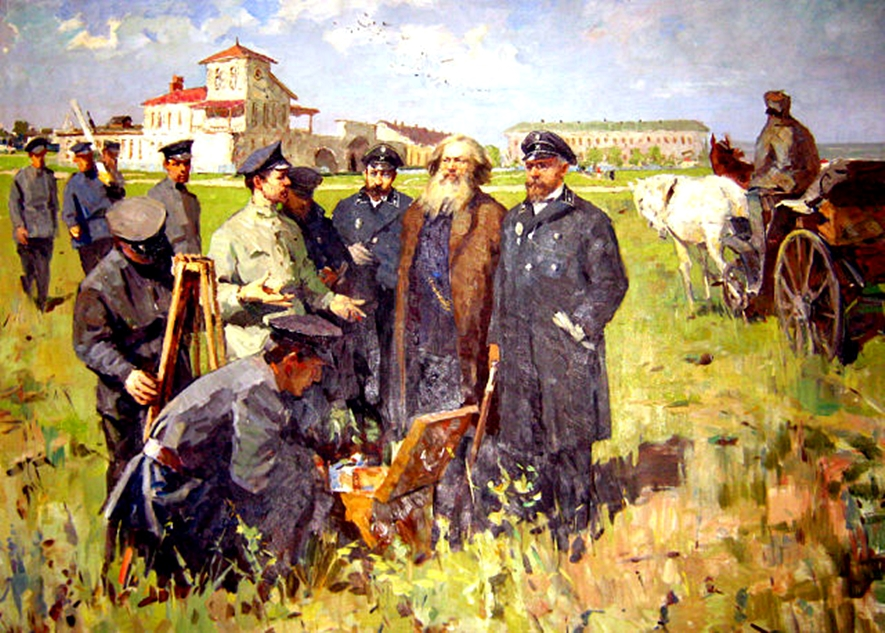 Д. И. Менделеев с преподавателями и учениками штейгерской школы в Лисичанске, 1888
