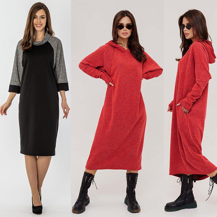 Электронные выкройки простых оверсайз платьев реглан силуэта «кокон-сигара». Размеры: 40–52 и 52–64.